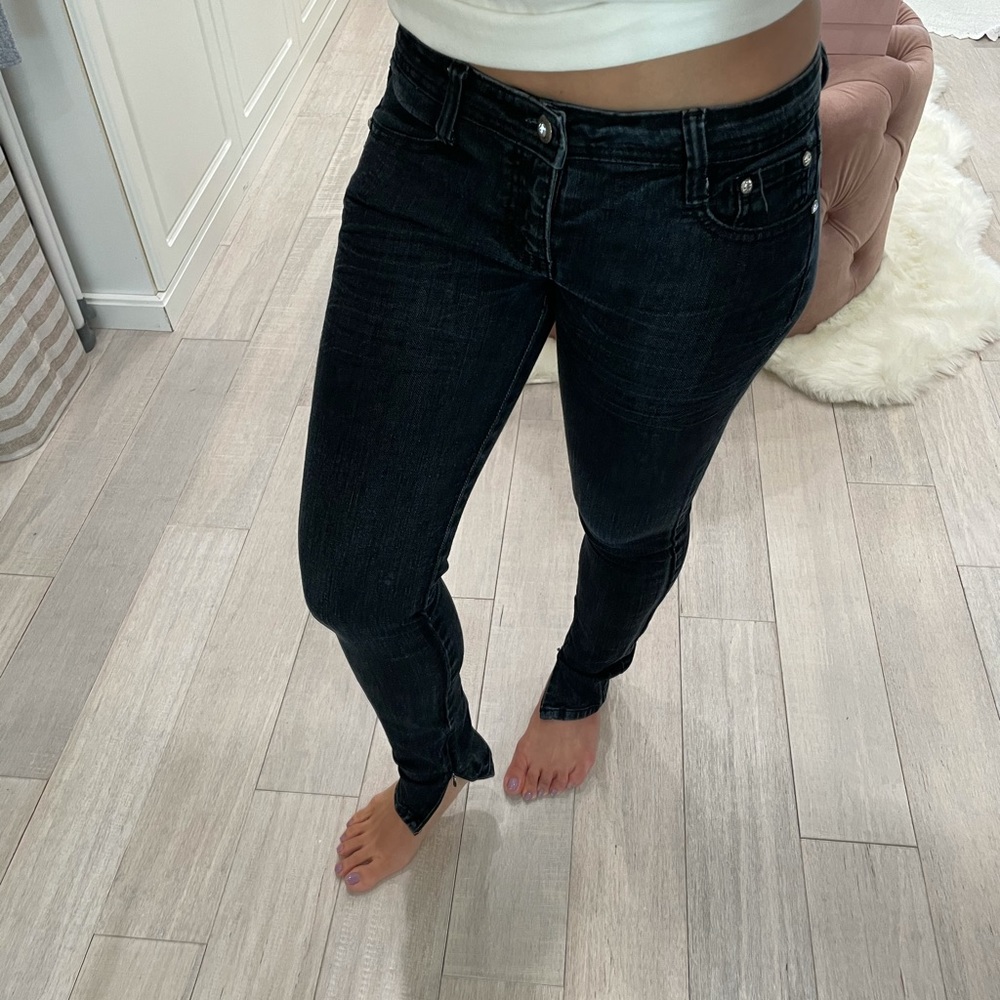 Black Washed Rhinestone Jeans - Picture 3 of 8